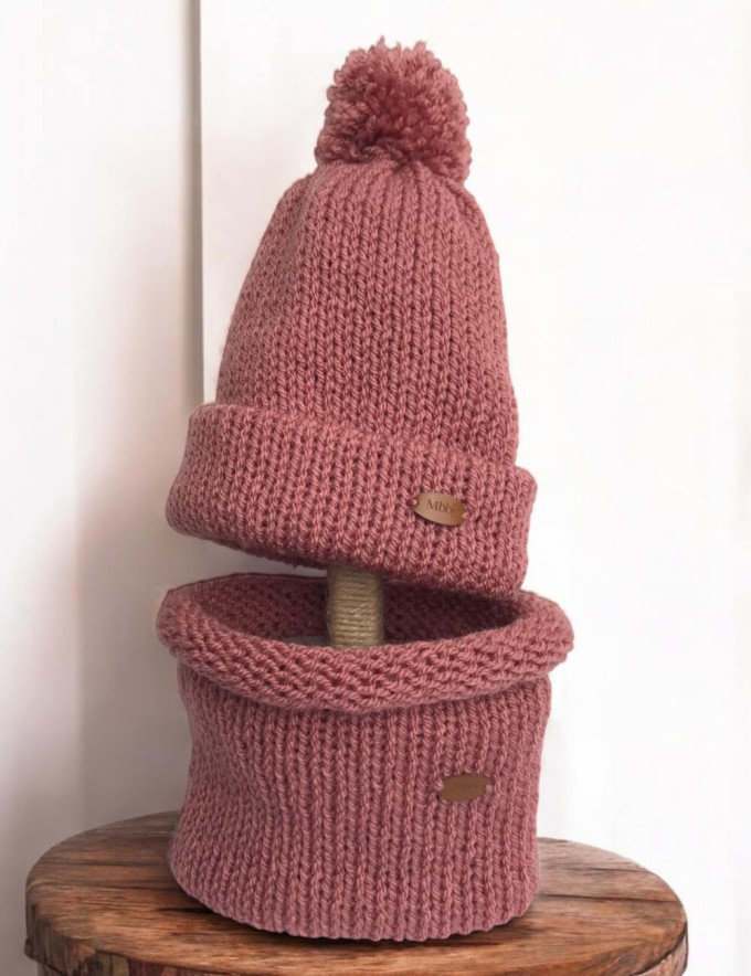 Pack bonnet & snood bébé écru, ensemble hiver chaud