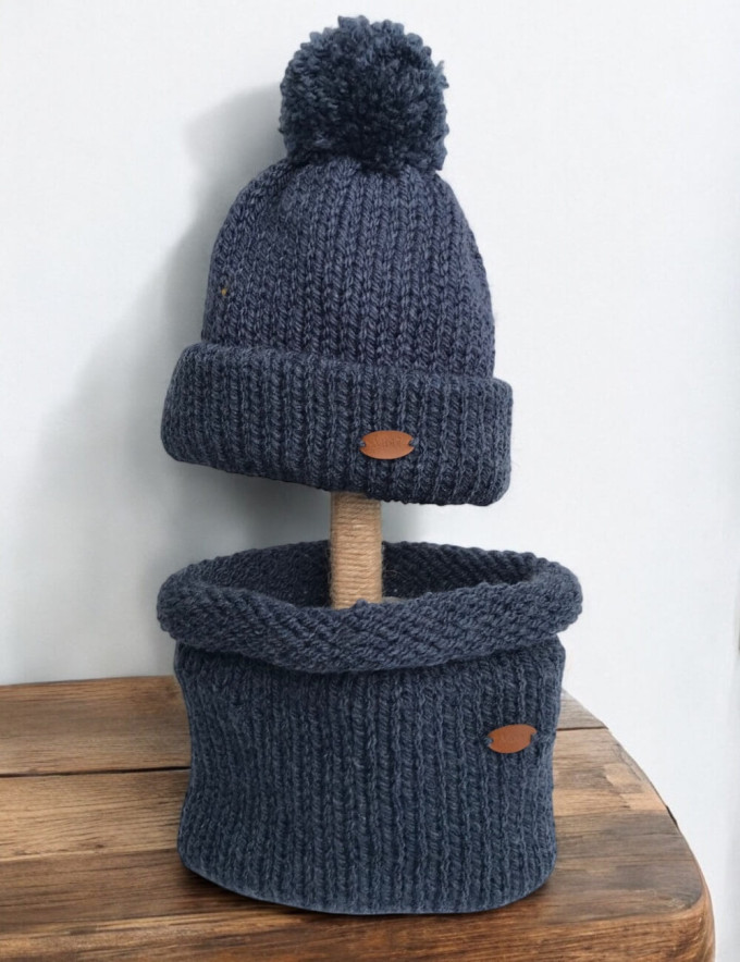 Pack bonnet & snood bébé écru, ensemble hiver chaud