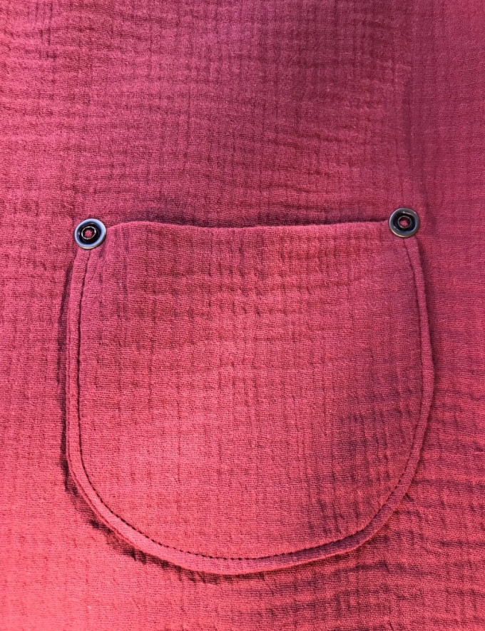 Tablier d'école enfant sans manches, personnalisé, terracotta avec poche et prénom brodé
